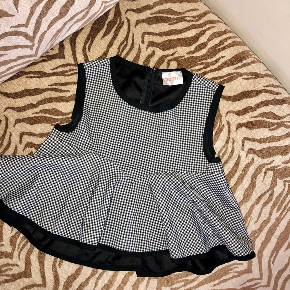 Black Checkered Blouse - image 1